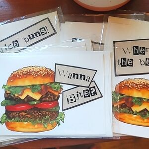 Handmade Funny Hamburger Cards / Blank Inside